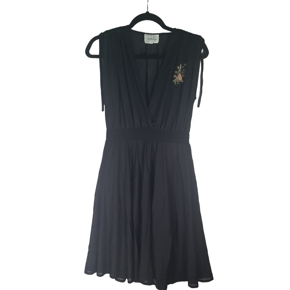 Vintage Jonathan Logan 70s Black Sheer Shoulder Tie Dress